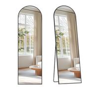 SONGMICS Espejo de Cuerpo Entero, Negro Arqueado con Soporte, 150 x 40 cm | Full Length Mirror, Marco de Aleación de Aluminio, Cristal Templado, para Dormitorio, Salón, Vestuario, Negro, LFM035B01