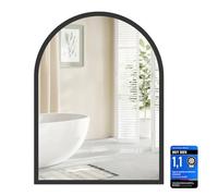 SONGMICS Espejo de Pared Arqueado, Espejo Cuarto De Baño, 40 x 30 cm | Para Baño, Dormitorio, Sala de estar, Aleación de aluminio, Acero, negro mate, Colección AILEAS LWM013BD01
