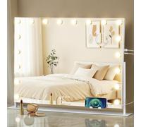 SONGMICS Espejo de tocador estilo Hollywood, con iluminación, 80 x 13 x 64,5 cm – Dimensiones: 80 cm de largo x 60 cm de ancho