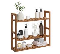 SONGMICS Estante Baño de 3 Niveles, Pared o de Pie, 15 x 60 x 54 cm | Estantería Baño, para Plantas Ajustables, en Sala de Estar, Balcón, Cocina, Marrón Café, Colección BAMBOU BCB013K01