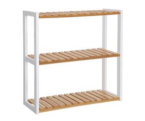 SONGMICS Estante Baño de 3 Niveles, Pared o de Pie, 60 x 15 x 54 cm | Estantería Baño, para Plantas Ajustables, en Sala de Estar, Balcón, Cocina, Bambú y Blanco, Colección BAMBOU BCB13WN