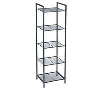 SONGMICS Estante de Almacenamiento de 5 Niveles, Estante de baño, Soporte Extensible de Estilo Industrial con Estante Ajustable, para baño, Sala de Estar, balcón, Cocina, Color Negro UBSC35BK