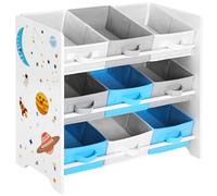 SONGMICS - Estante de Almacenamiento Infantil para Juguetes y Libros, 9 Cajas extraíbles de Tela no Tejida, para habitación de niños, Sala de Juegos, guardería, Escuela, 62,5 x 29,5 x 60 cm, Blanco, A