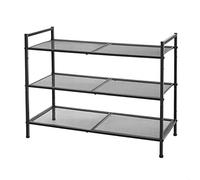 SONGMICS Estante de Zapatos de 3 Niveles, Organizador de Zapatos Apilable, 9-12 Pares de Zapatos, Estante de Metal para Zapatos, para la Entrada, Sala de Estar, Baño, Negro LMR17BK