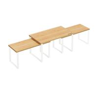SONGMICS Estante para Especias, Juego de 3, Organizador de Armario, Apilables, Especieros Extensibles, Metal y Bambú, Blanco Crema y Beige Natural/Negro Tinta y Beige Natural Blanco Crema y Beige Natu