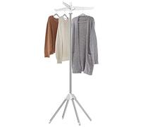 SONGMICS Estante para secar la Ropa, Quadripod para la Colada, Ahorro de Espacio y Plegable con 3 Brazos, Estante Giratorio para Ropa, Acero Inoxidable, Plata ULLR510W01