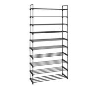 SONGMICS - Estante para zapatos de 10 niveles, soporte para zapatos alto, para zapatos finos, almacenamiento de zapatos, metal, ahorro de espacio, vestidor, entrada, 30 x 94 x 206 cm, negro Negro