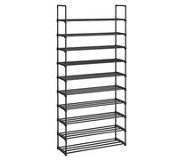 SONGMICS - Estante para Zapatos de 10 Niveles, Soporte para Zapatos Alto, Soporte para Zapatos Finos, Almacenamiento de Zapatos, Metal, Ahorro de Espacio, vestidor, Entrada, 30 x 94 x 206 cm, Negro