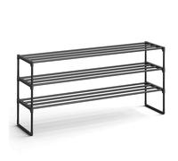 SONGMICS Estante para zapatos, organizador de zapatos de 3 niveles, estante de almacenamiento de zapatos de metal para 18 pares de zapatos, fácil de montar, entrada, color negro ULSA033B01