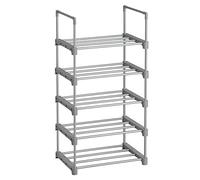SONGMICS Estante Zapatero, 5 Niveles, Acero, Apilable, Ahorra Espacio | Multifuncional, para el Pasillo, Dormitorio, Sala de Estar, Gris, Colección DEKY LSA005G02