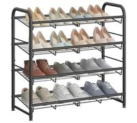 SONGMICS Estante Zapatero de 4 Niveles, para 16 Pares, Acero | Estante para Zapatos, 68,5 x 27,5 x 65 cm, para Tacones Altos, Zapatillas, en la Entrada, Negro, Colección DAVIAN LMR067B01