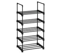 SONGMICS Estante Zapatero, Estante para Zapatos, 5 Niveles, Metal, Apilable, Ahorra Espacio, Almacenaje Zapato, Multifuncional, para el Pasillo, Dormitorio, Sala de Estar, Gris/Negro Black