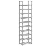 SONGMICS Estante zapatero, Estante para Zapatos de 10 niveles, Diseño bricolaje, Ahorro de espacio, para cocina dormitorio sala de estar, 45 x 30 x 174 cm, Gris/Negro Gris