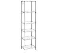 SONGMICS Estantería Baño, Acero, 6 Hojas de PP, 40 x 30 x 160 cm | Carga Total de 120 kg, Ganchos Desmontables, Diseño Divisible, Plata y nube blanca, Colección DALTEN LGR116E01