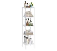 SONGMICS Estanteria Baño Bambu, Estante de 5 Niveles, Balda Ajustable | Estantería de Pie, 33 x 33 x 146.7 cm, Color Blanco Nube, Colección BAMBOU BCB055W01