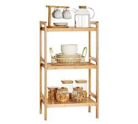 SONGMICS Estantería Baño Bambu, Estanteria Almacenaje, 3 Niveles, 45 x 31.5 x 80 cm, Estante, Baño, Salón, Balcón, Cocina, Natural BCB073N01
