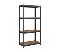 SONGMICS Estantería de 40 x 80 x 160 cm, Capacidad de Carga de 520 kg (130 kg por Estante), Industrial, estantes de Almacenamiento Ajustables, para salón, Cocina, Garaje, marrón rústico y Negro