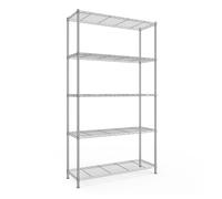 SONGMICS Estantería de Almacenamiento, Balda Ajustable, Estantería Metálica, Garaje, Dormitorio, Salón, Vestidor, Cocina, Despensa, 5 Niveles, 30 x 90 x 161 cm, Plata