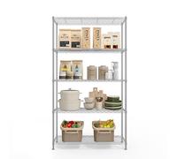 SONGMICS Estantería de Almacenamiento, Balda Ajustable, Estantería Metálica, Garaje, Dormitorio, Salón, Vestidor, Cocina, Despensa, 5 Niveles, 30 x 90 x 161 cm, Plata LGR195EA01