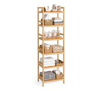 SONGMICS Estantería de Almacenamiento de bambú, estantería para Pasillo, baño, salón, balcón, Cocina, 30 x 43 x 173 cm, 6 Niveles, Beige Natural BCB076YL01