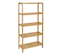 SONGMICS Estantería de Almacenamiento de Bambú, Zapatero para Plantas de 4 Niveles, para Entrada, Baño, Sala de Estar, Balcón, Cocina, 5 estantes Natural