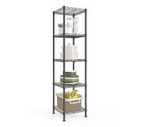 SONGMICS Estantería de Almacenamiento Estrecha, Balda Ajustable, Estantería Metálica, Garaje, Dormitorio, Salón, Vestidor, Cocina, Despensa, 5 Niveles, 30 x 30 x 121 cm, Negro Tinta LGR123BH01