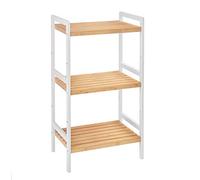SONGMICS Estantería de bambú de 3 Niveles para baño, Cocina y Dormitorio, 45 x 31,5 x 80 cm, Natural y Blanco BCB73Y