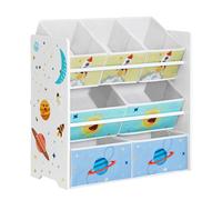 SONGMICS Estantería de habitación Infantil con 7 Cajas de Almacenamiento de Tela no Tejida, estantería para niños, Organizador de Juguetes, 29,5 x 62,5 x 60 cm, Color Blanco
