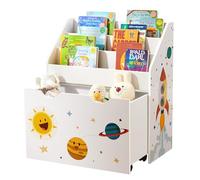 SONGMICS Estantería de Juguetes con 3 Compartimentos, Librería Infantil, Caja de Juguetes Móvil, con Ruedas, Multifuncional, para Habitación de los Niños y Sala de Juegos, Blanco GKR41WT