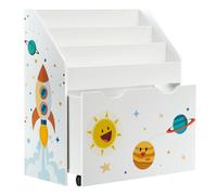 SONGMICS Estantería de Juguetes con 3 Compartimentos, Librería Infantil, Caja de Juguetes Móvil, con Ruedas, Multifuncional, para Habitación de los Niños y Sala de Juegos, Blanco Blanco