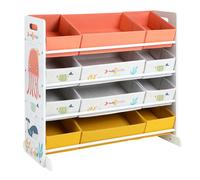 SONGMICS Estantería de Juguetes, Organizador Infantil con 12 Cajas de Tela No Tejida, para Libros, Estantería para Niños, para Sala de Juegos, Multiusos, Blanco