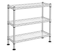 SONGMICS Estantería Especias, Estantería Especiero, Organizador para Especias de 3 Niveles, Estantes de PP Ajustables, para Botellas y Latas, 40 x 15 x 39,5 cm, Plata Mate LGR025E01