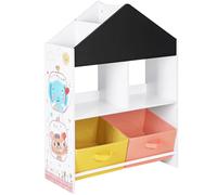 SONGMICS Estantería Infantil de Juguetes y Libros, Estantería para Niños, con Cajas, Estantes, para Habitación de los Niños, Sala de Juegos, Blanco, Negro, Naranja y Amarillo