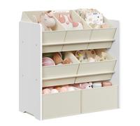 SONGMICS Estantería Infantil, Organizador de Juguetes con 7 Cajas | Librería Infantil, Tela no Tejida, 62,5 x 29,5 x 60 cm, Blanco Nube y Beige, Colección TEZA GKR034W10
