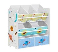 SONGMICS Estantería Infantil, Organizador de Juguetes con 7 Cajas | Librería Infantil, Tela no Tejida, 62,5 x 29,5 x 60 cm, Blanco y Verde, Colección TEZA GKR034W01