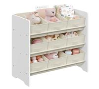 SONGMICS Estantería Infantil para Juguetes, 9 Cajas, 62,5 x 29,5 x 60 cm | Organizador para Libros, Cajas de Almacenamiento no Tejidas, Blanco Nube y Blanco Cálido Claro, Colección TEZA GKR033W10