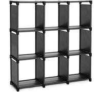 SONGMICS Estantería Modular 9 Cubos, Librería Abierta, Armario para Estudio, Estantería Almacenaje en Sala de Estar, Negro LSN45BK