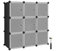 SONGMICS Estantería Modular de 12 Cubos, de Plástico con Puertas | Armario Modular, Fácil de Montar, para Zapatillas, Ropa, Libros, Negro Tinta y Blanco Nube, Colección Damion LPC116HS