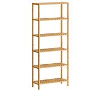 SONGMICS Estantería para baño, estantería para cocina, estante para zapatos con 6 niveles, estante de pie de bambú, 26 x 60 x 160,9 cm, para baño, salón, pasillo, cocina, color beige natural, modelo B