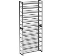 SONGMICS Estantería para zapatos con 12 compartimentos, juego de 2 estanterías apilables de 6 niveles, para 48-60 pares de zapatos, de metal, con estantes de rejilla ajustables, diseño plano o