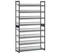 SONGMICS Estantería para Zapatos, de 8 Niveles, Juego de 2 Organizadores, de Zapatos Apilables, de 4 Niveles, Estantes de Malla Metálica, Estantes Planos o Angulados Ajustables, Negro/Gris Grey