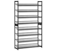 SONGMICS Estantería para Zapatos, de 8 Niveles, Juego de 2 Organizadores, de Zapatos Apilables, de 4 Niveles, Estantes de Malla Metálica, Estantes Planos o Angulados Ajustables, Negro/Gris Black