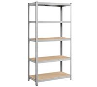 SONGMICS Estantería Pesada de 5 Niveles, Estantería de Acero, Montaje sin Herramientas, para Instrumentos, Garaje, Almacén, Trastero, Carga de 600 kg, 50 x 100 x 200 cm, Plata/Negro/Gris/Azul Plata