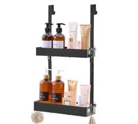 SONGMICS Estantes de Baño de Acero sin Taladro, 2 Piezas | Organizador de Ducha Adhesivo, Estantería Antióxido, 31,5 x 12,5 x 5 cm, Negro Tinta, Colección PARSON BCB201B101