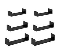 SONGMICS Estantes de Pared Flotantes, Juego de 6, 30/35/40 cm | Estantes Colgantes, Carga de 10 kg, para Salón, Oficina, Baño, Cocina, Negro Tinta