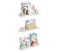SONGMICS Estantes de Pared, Juego de 3, Estantes Flotantes, Ancho de 38 cm, Estantes Colgantes, para Marcos de Fotos y Adornos, para Salón, Oficina en Casa, Baño, Cocina, Blanco Mate LWS38WT