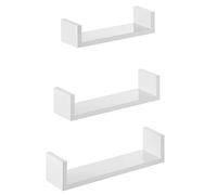 SONGMICS Estantes de Pared, Juego de 3, Estantes Flotantes, Estantes Colgantes, Longitud 30/35/40 cm, Carga de 10 kg, para Salón, Oficina, Baño, Cocina, Blanco Brillo LWS40WT