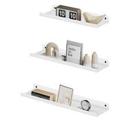 SONGMICS Estantes de Pared Metálicos, Juego de 3 Estantes Flotantes, Estilo Industrial, para Decoración, Marcos de Fotos, Adornos, 6 Tornillos Incluidos para Montaje, Blanco LFS012W01