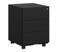 SONGMICS Gabinete de Archivos Móvil, Cajonera de Oficina con 3 Cajones, Cierre, para Documentos de Oficina, Carpetas Suspendidas, Premontado, 39 x 45 x 55 cm (Largo x Ancho x Alto), Blanco/Negro Mate