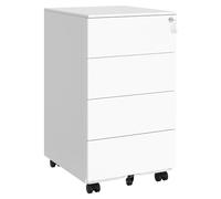 SONGMICS Gabinete de Archivos Móvil, con 4 Cajones, Cierre, Premontado | Cajonera de Oficina para Documentos, Carpetas Suspendidas, 45,1 x 39 x 69,3 cm, Blanco Nube, Colección BEREND OFC064W14